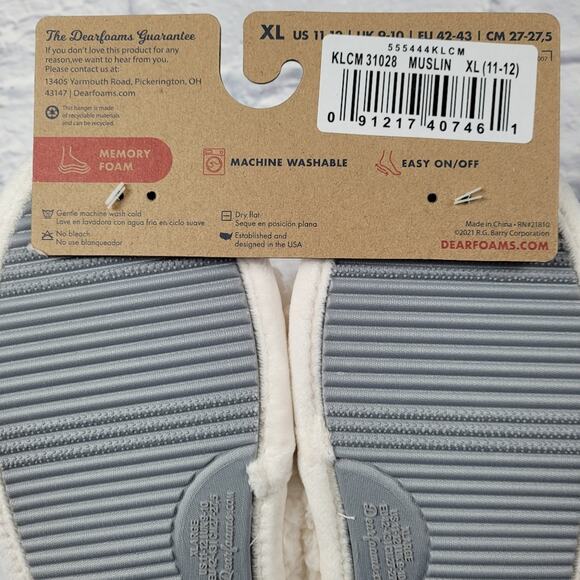 Dearfoams Lane Teddy Slide Memory Foam Slippers in Muslin size XL (11-12) - Picture 10 of 14